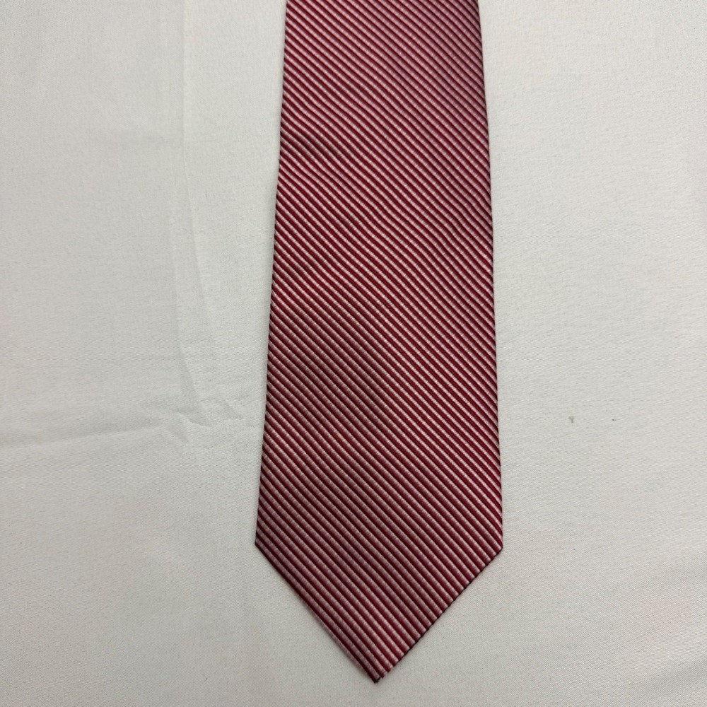 Brooks Brothers Necktie 59"x3.75"Burgundy White Striped Silk 346 Stain Resistant